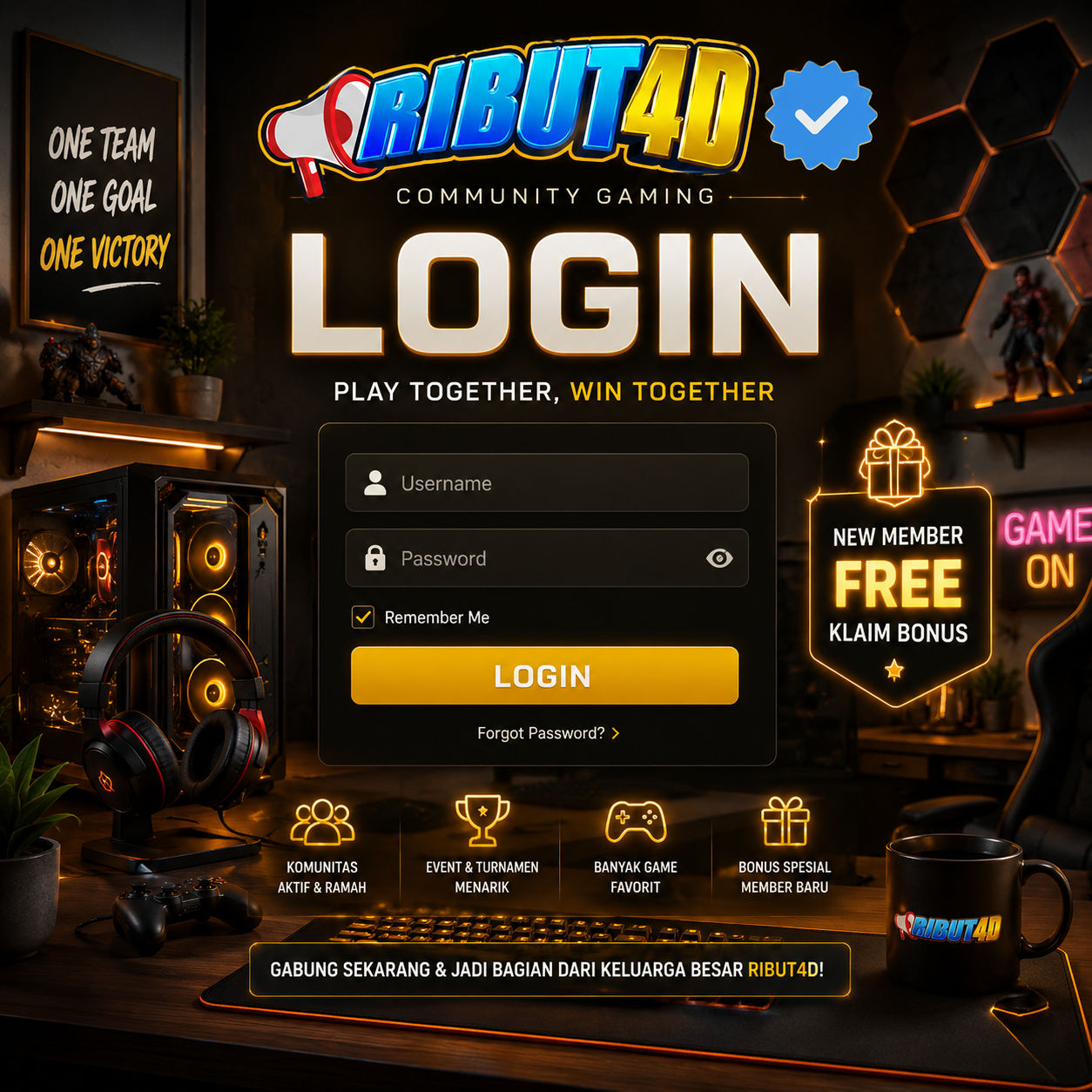 RIBUT4D & LOGIN – Free Klaim Bonus New Member