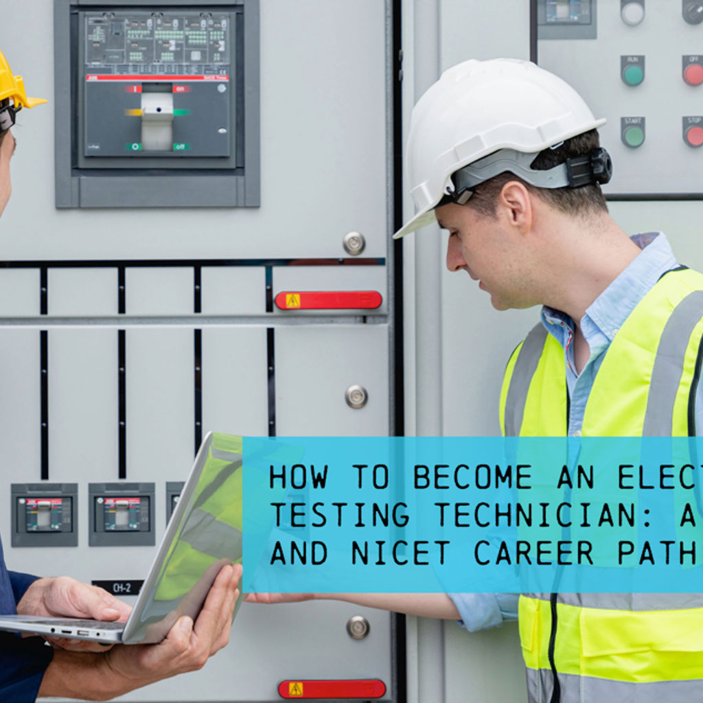 Technicians inspect electrical control panel with laptop