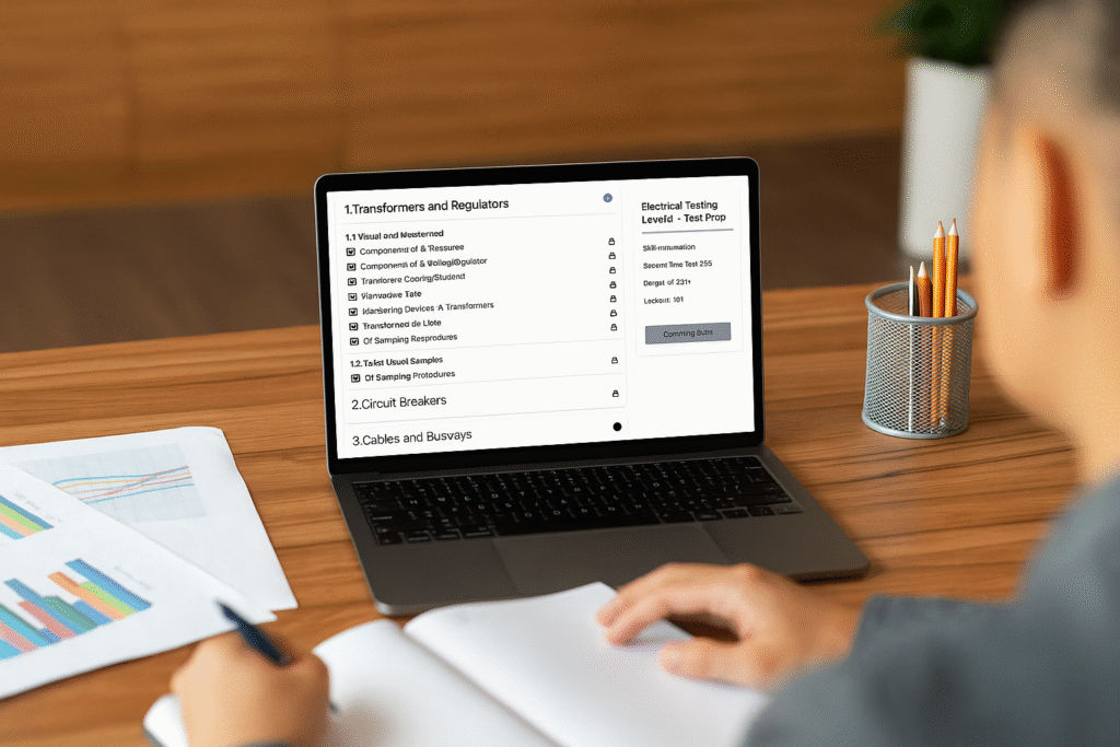 Person studying electrical engineering on laptop