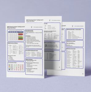 NICET electrical power testing study sheets