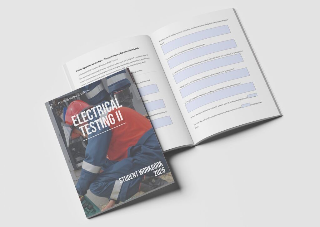 Electrical Testing II student workbook 2025 cover and pages