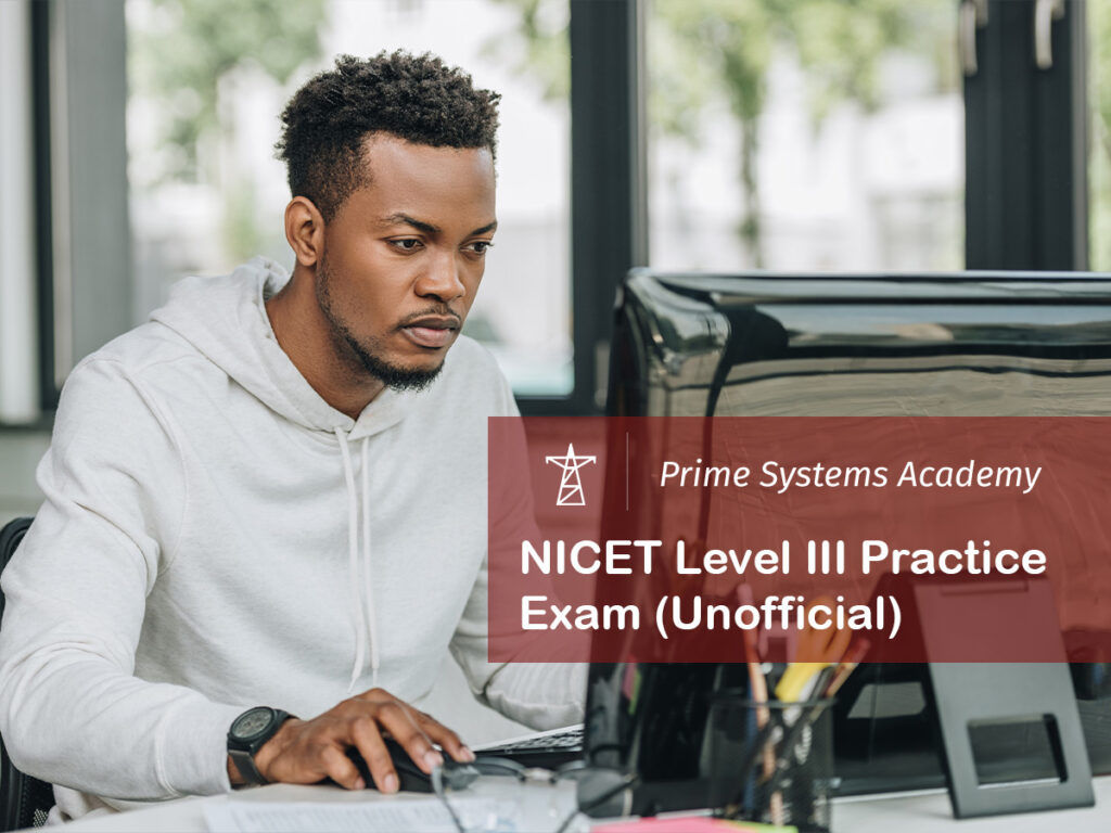 Man studying at computer for NICET practice exam