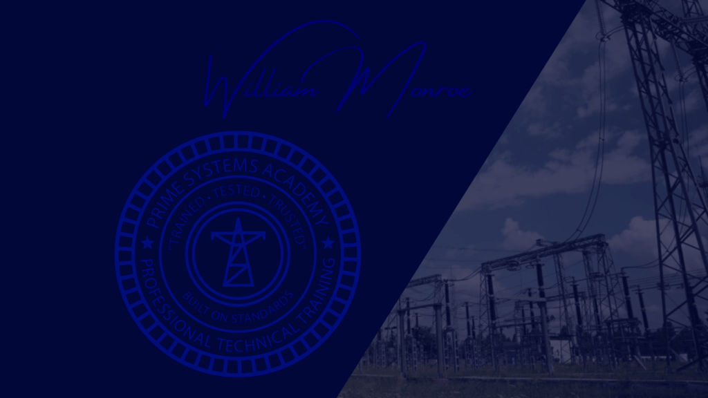 Electrical substation with Prime Systems Academy branding