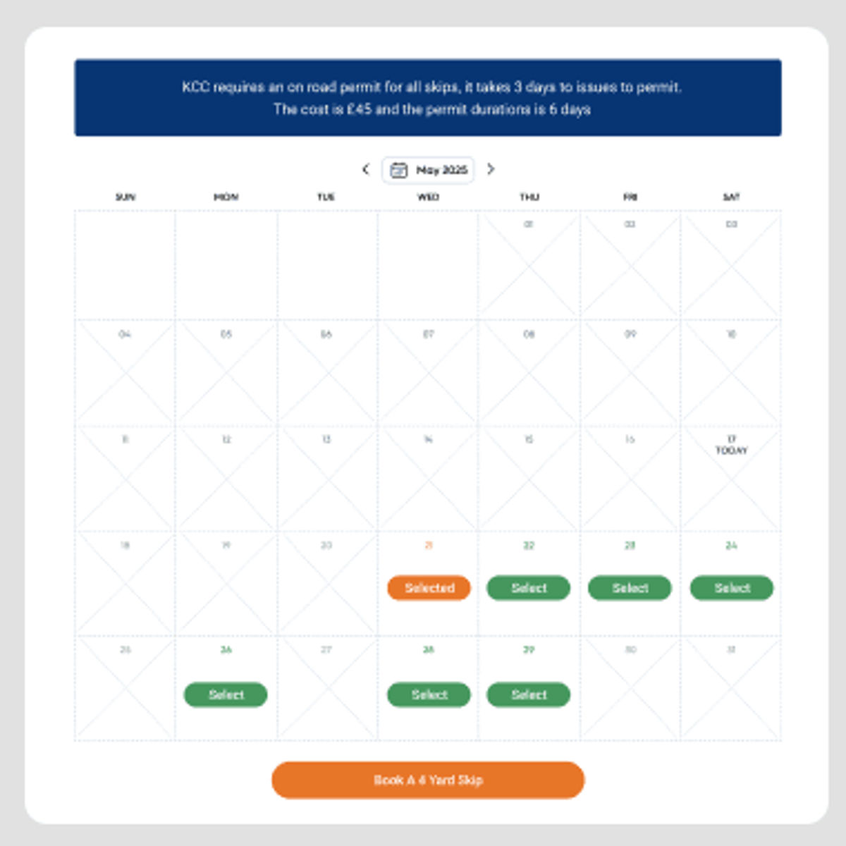 Pinden Order Calendar