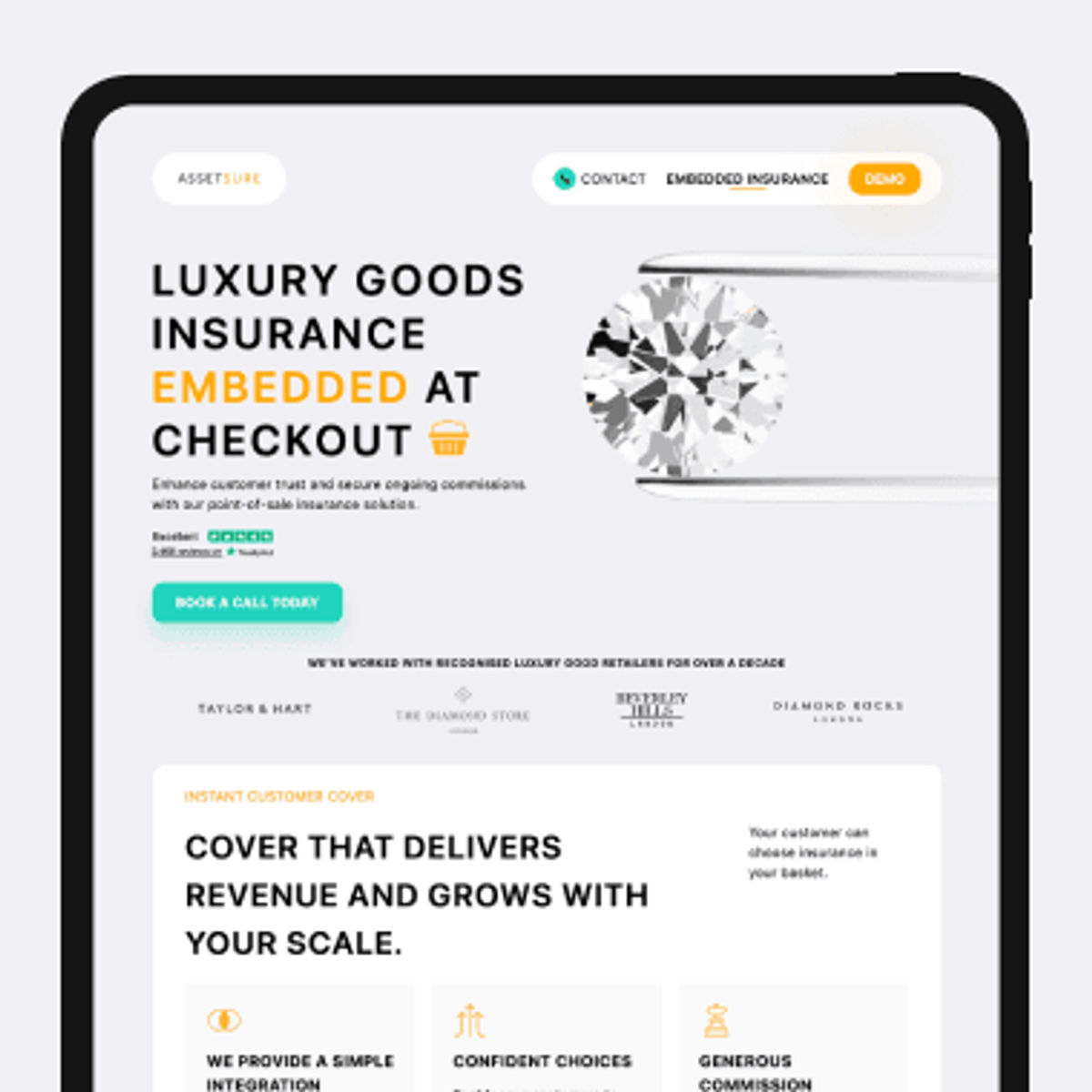 Assetsure Embeddable Insurance Landing Page