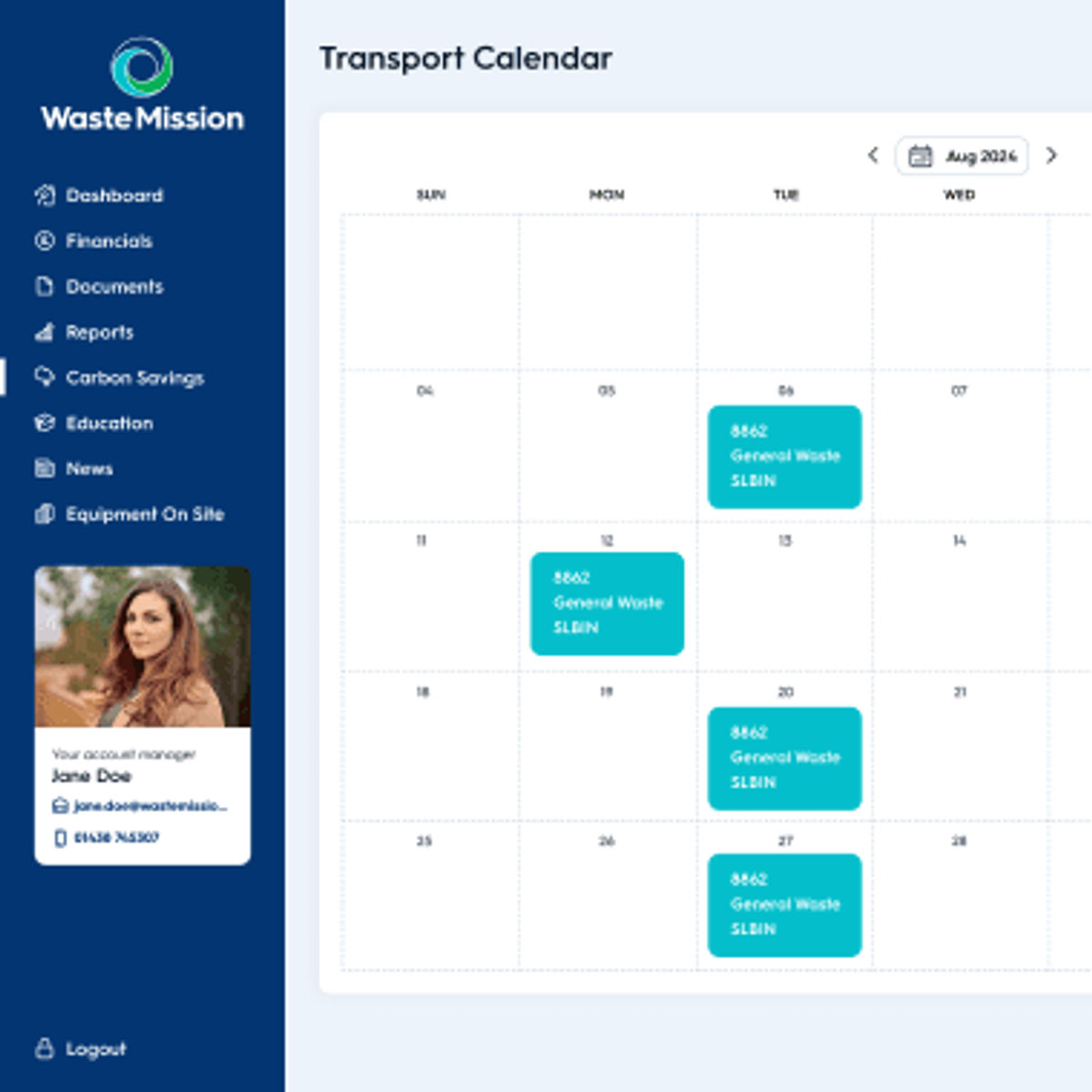 Waste Mission Transport Calendar