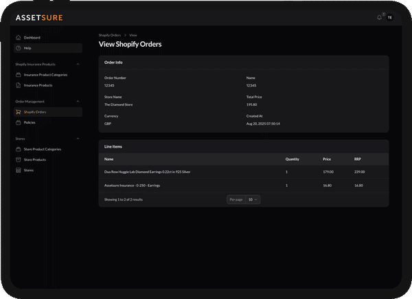 Assetsure Embeddable Insurance Tablet Mockup