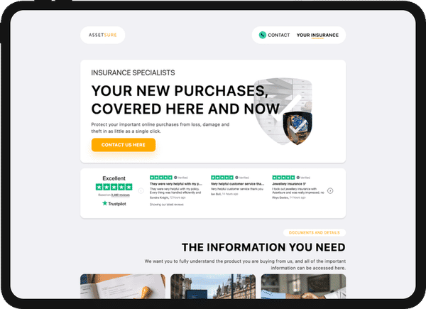 Assetsure Embeddable Insurance Tablet Mockup