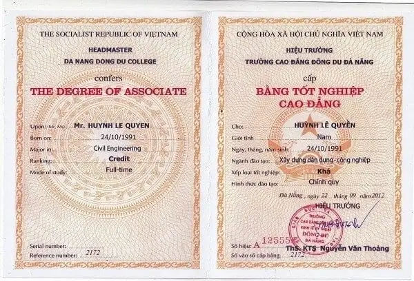 Làm bằng cao đẳng uy tín có hồ sơ gốc tại trường - LamBangDaiHocORG