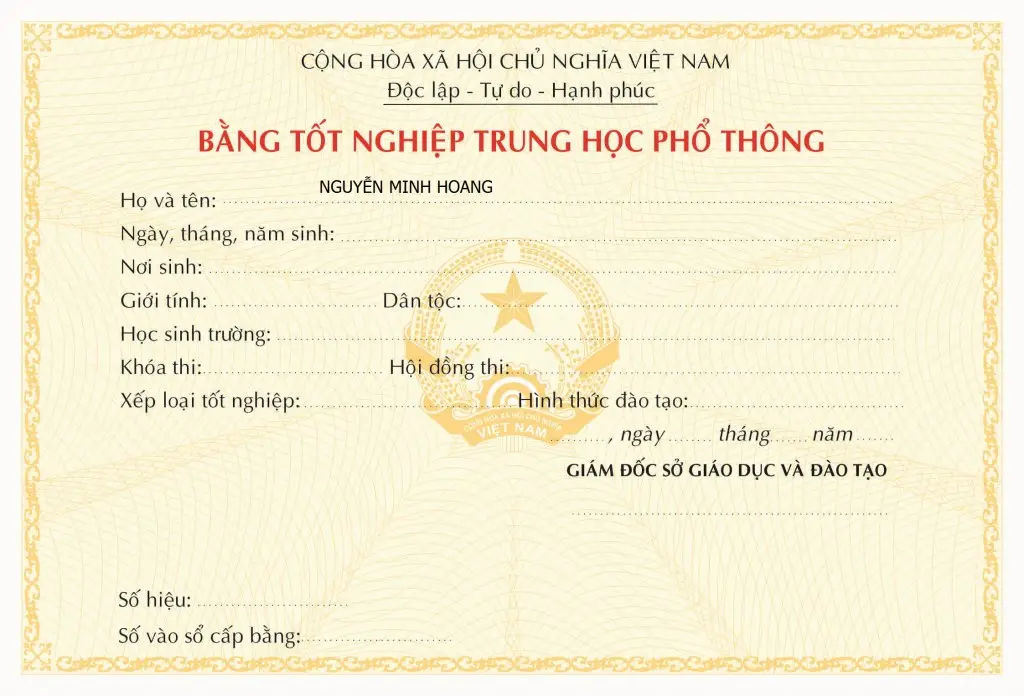 Làm bằng cấp 3 miễn phí hồ sơ gốc lưu tại trường