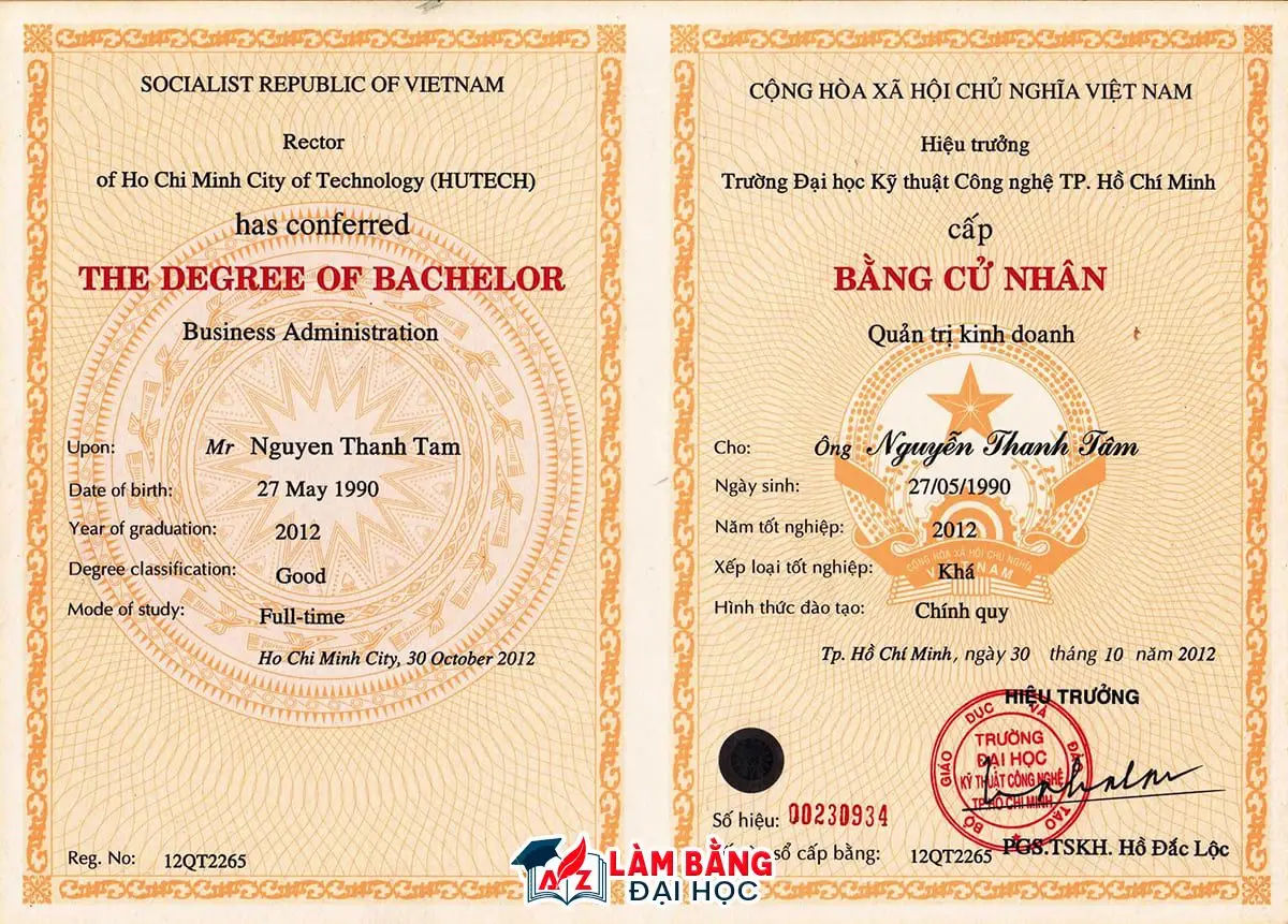Làm Bằng Đại Học Quốc Gia TPHCM Giá Rẻ - Thật 100% - Có Hồ Sơ