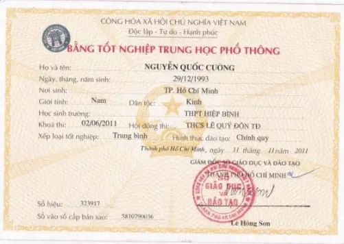 Xin cấp bản sao bằng tốt nghiệp THPT - Thủ tục, Hồ sơ, Nơi cấp