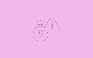 an icon with an exclamation mark and bag of money