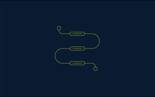 An icon depicting a process from one point to another