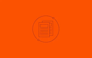 An icon depicting documents in a circular device.