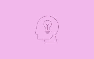 An icon depicting a light bulb within a head.