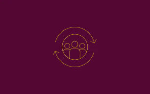 An icon depicting people in a circular device.