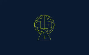 An icon depicting a warning symbol over a sphere