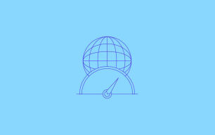 An icon depicting a dial overlapping a sphere
