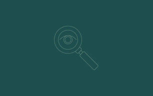 An icon depicting an eye inside a magnifying glass 