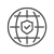 An icon depicting a shield inside a globe.