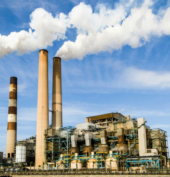 A wide shot of a manufacturing plant.