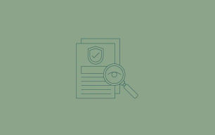 An icon depicting a magnifying glass looking at a document.