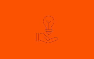 An icon depicting an open hand with a light bulb.