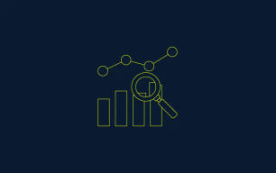 An icon depicting a chart and a magnifying glass.