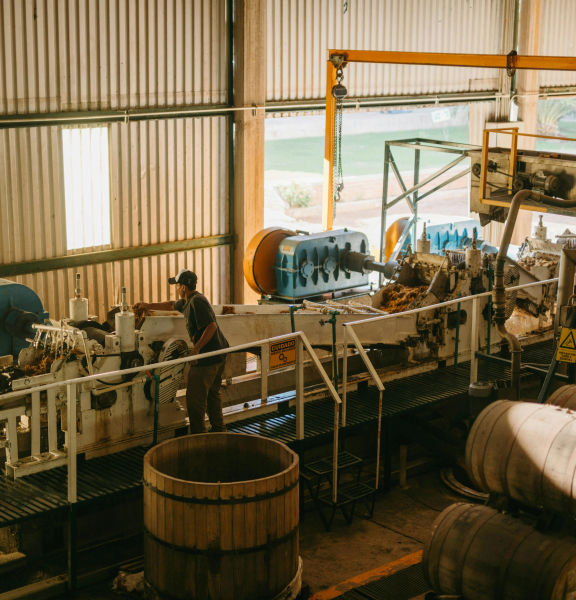 A wide shot of a processing plant.