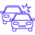 An icon depicting two cards in an accident