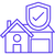 An icon depicting a check mark in a shield over a house
