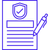 An icon depicting a pen signing a document