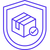 An icon depicting a packing box inside a shield