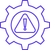 An icon depicting a warning symbol inside a cog