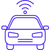 An icon depicting a car with a signal symbol
