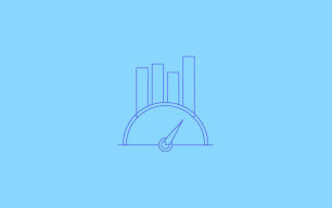 An icon depicting a dial overlapping a bar graph