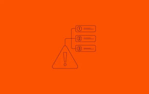 An icon depicting a warning sign connected to three process steps