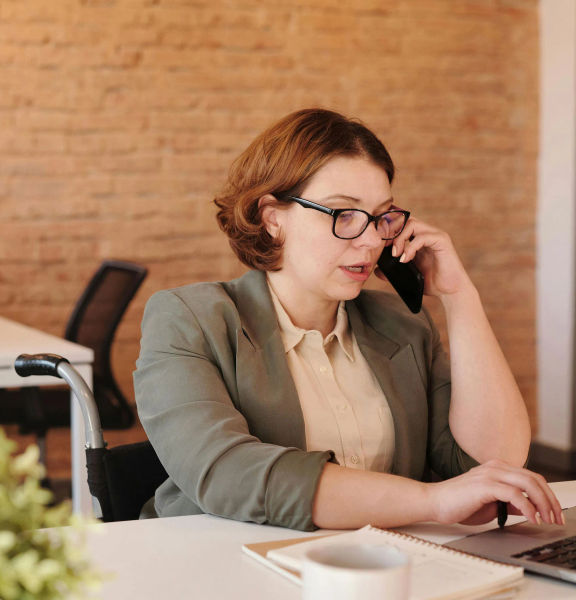 A woman in an office environment.