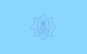 An icon depicting a document on top of a cog