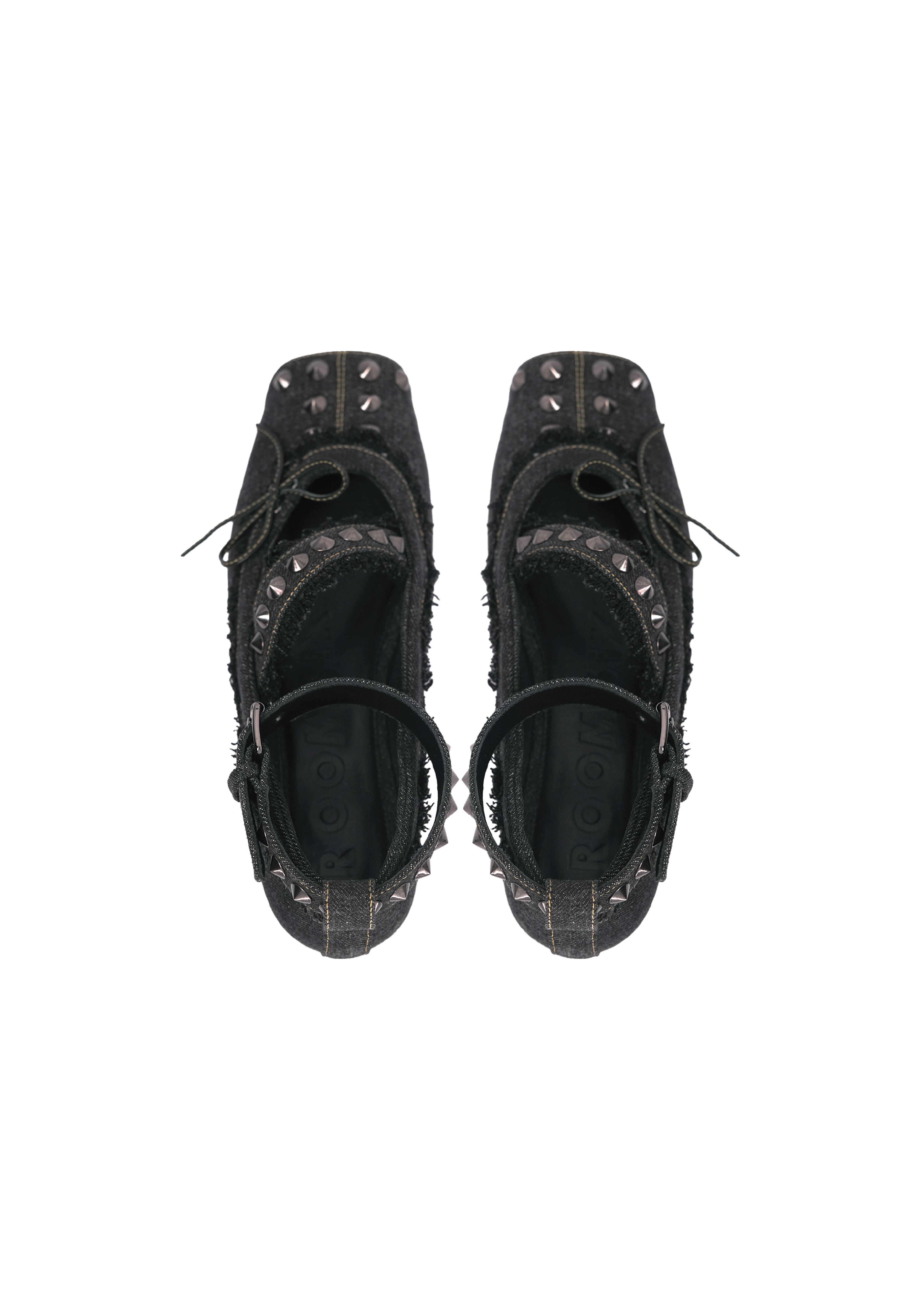 ECLIPSE BLACK DENIM RIVETS BALLERINA