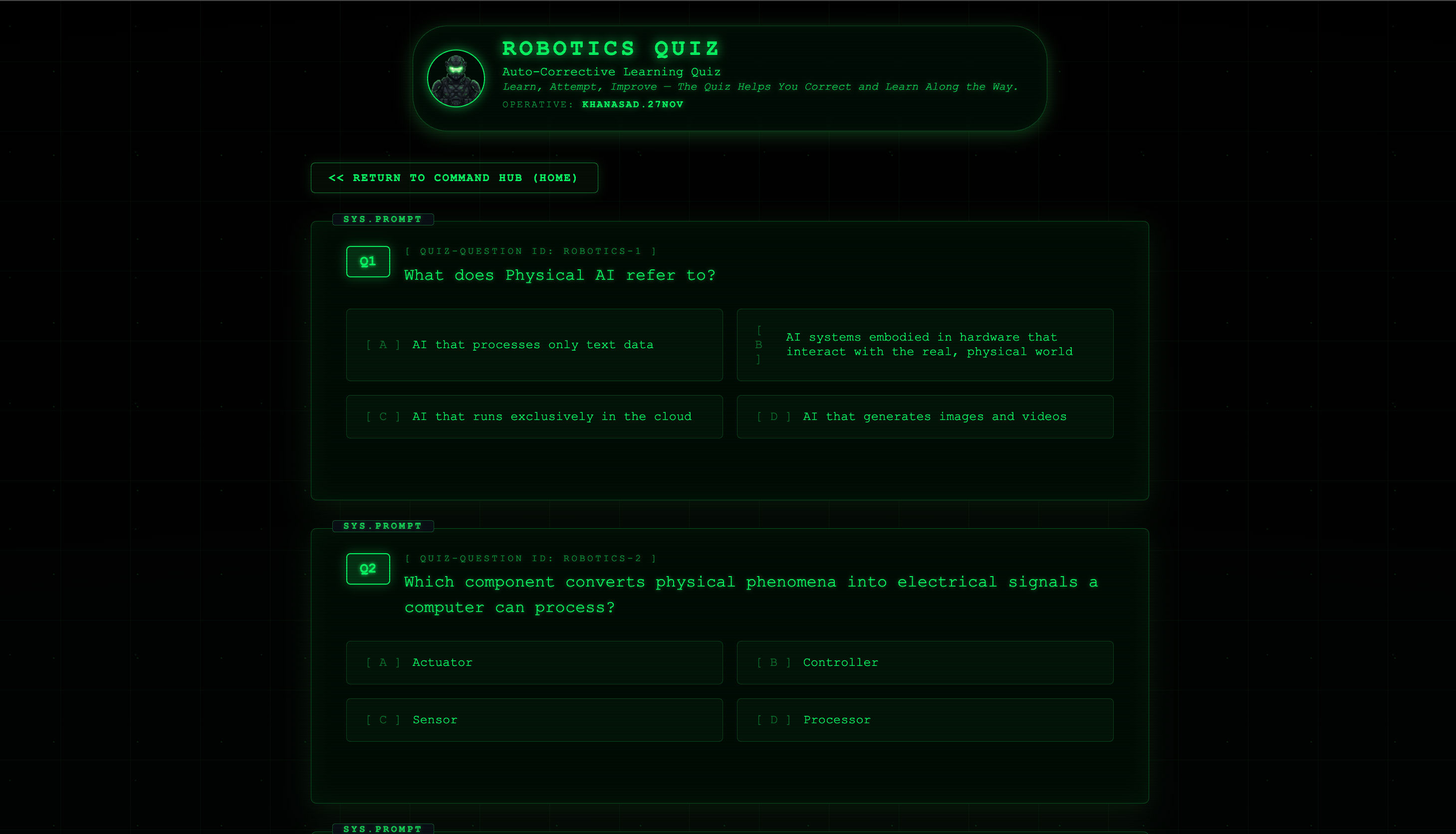 Robotics Quiz