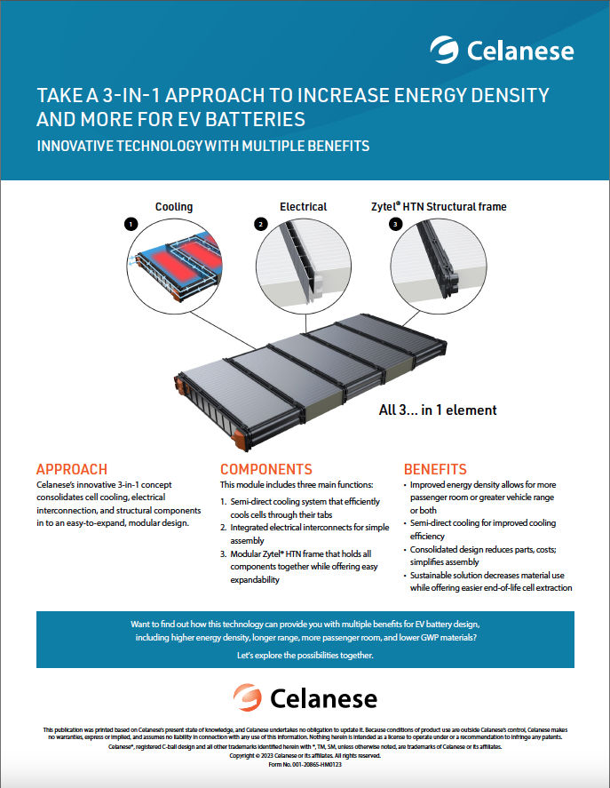 Celanese | ZYTEL® HTN - 3-in-1 Approach to Increase Energy Density and More for EV Batteries