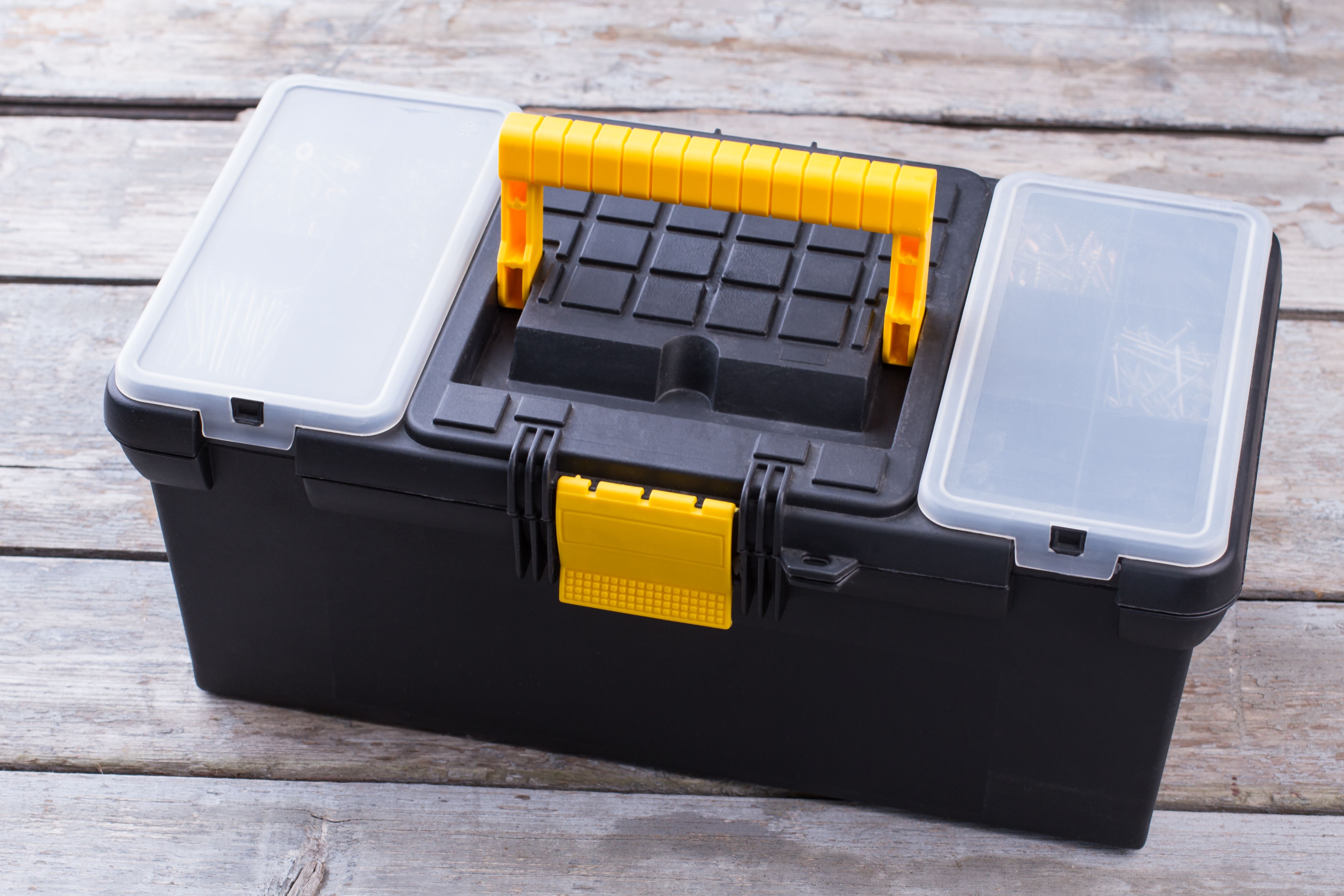 Black and yellow tool box