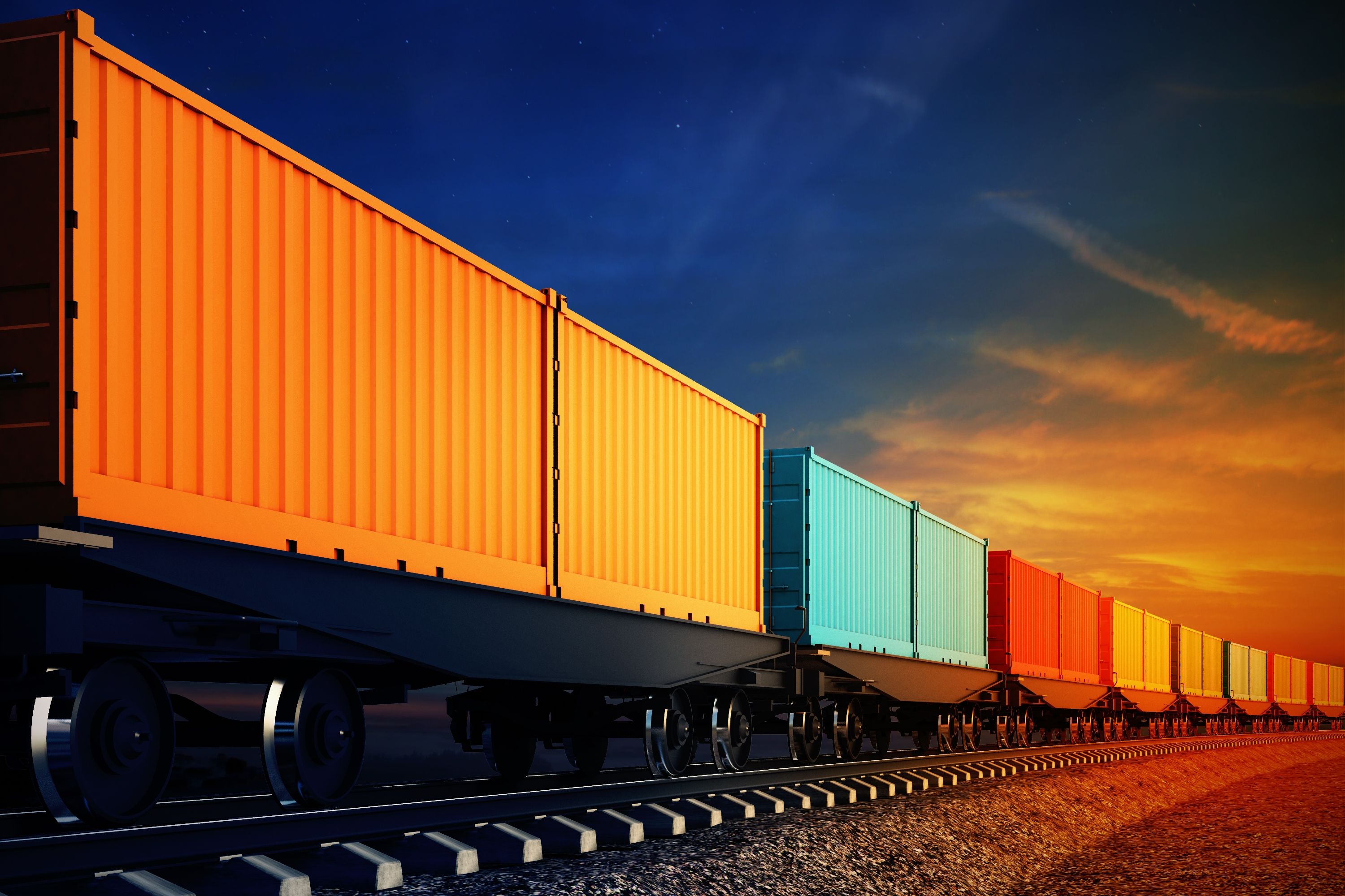 Freight train with containers