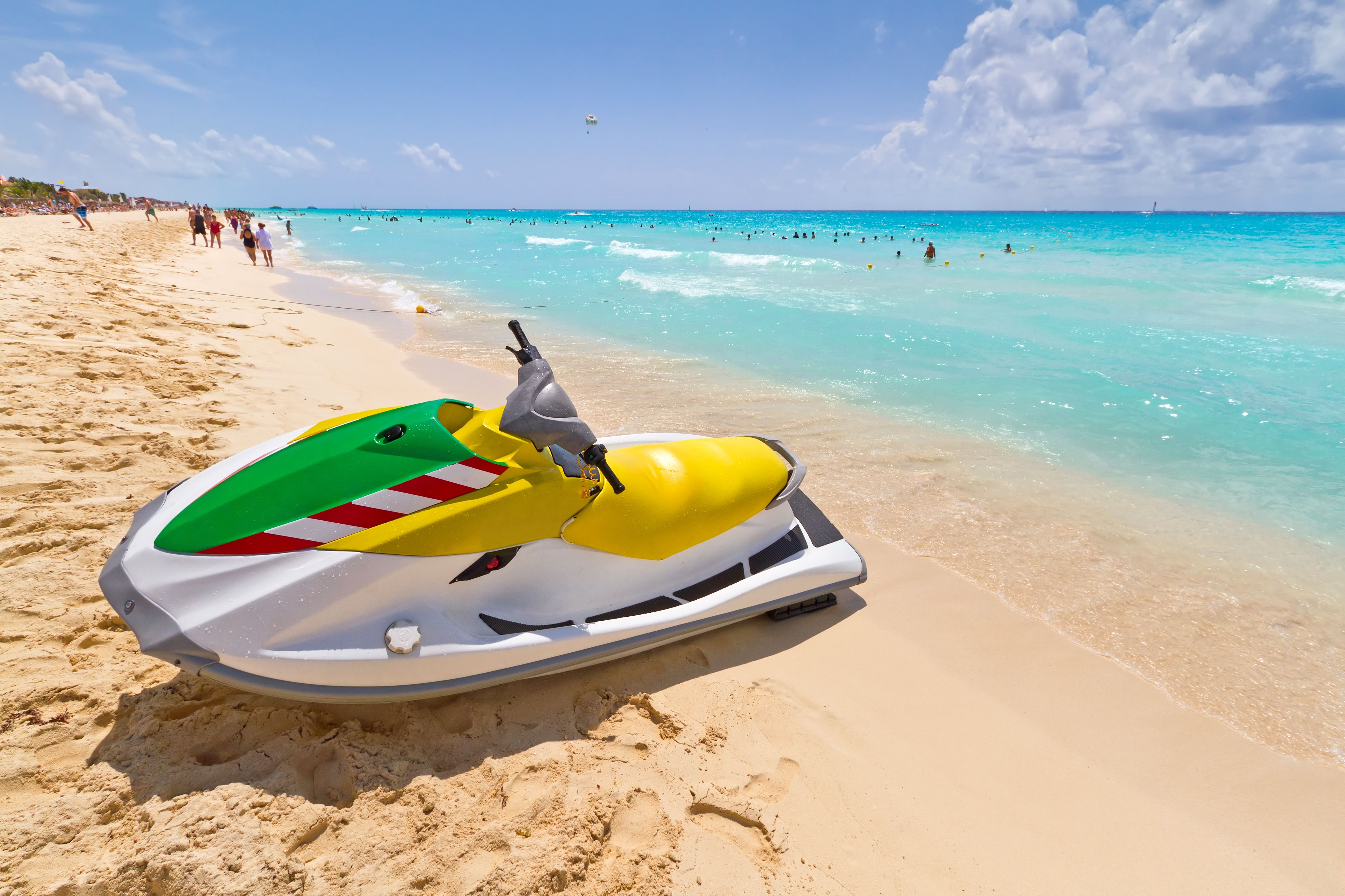 Jet skis on a beach