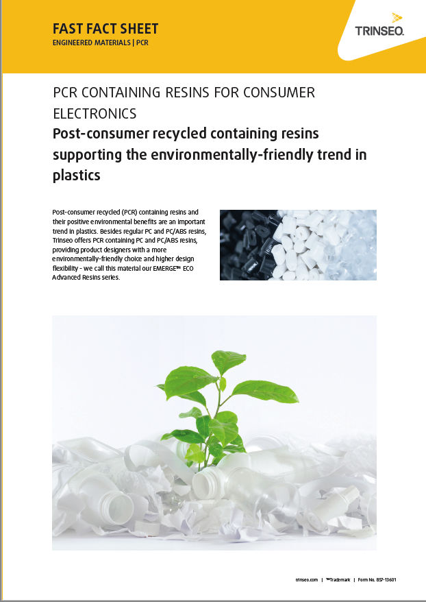 PCR CONTAINING RESINS FOR CONSUMER ELECTRONICS