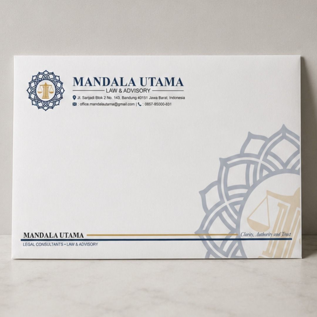 Desain Amplop Folio Mandala Utama Law & Advisory — Mockup