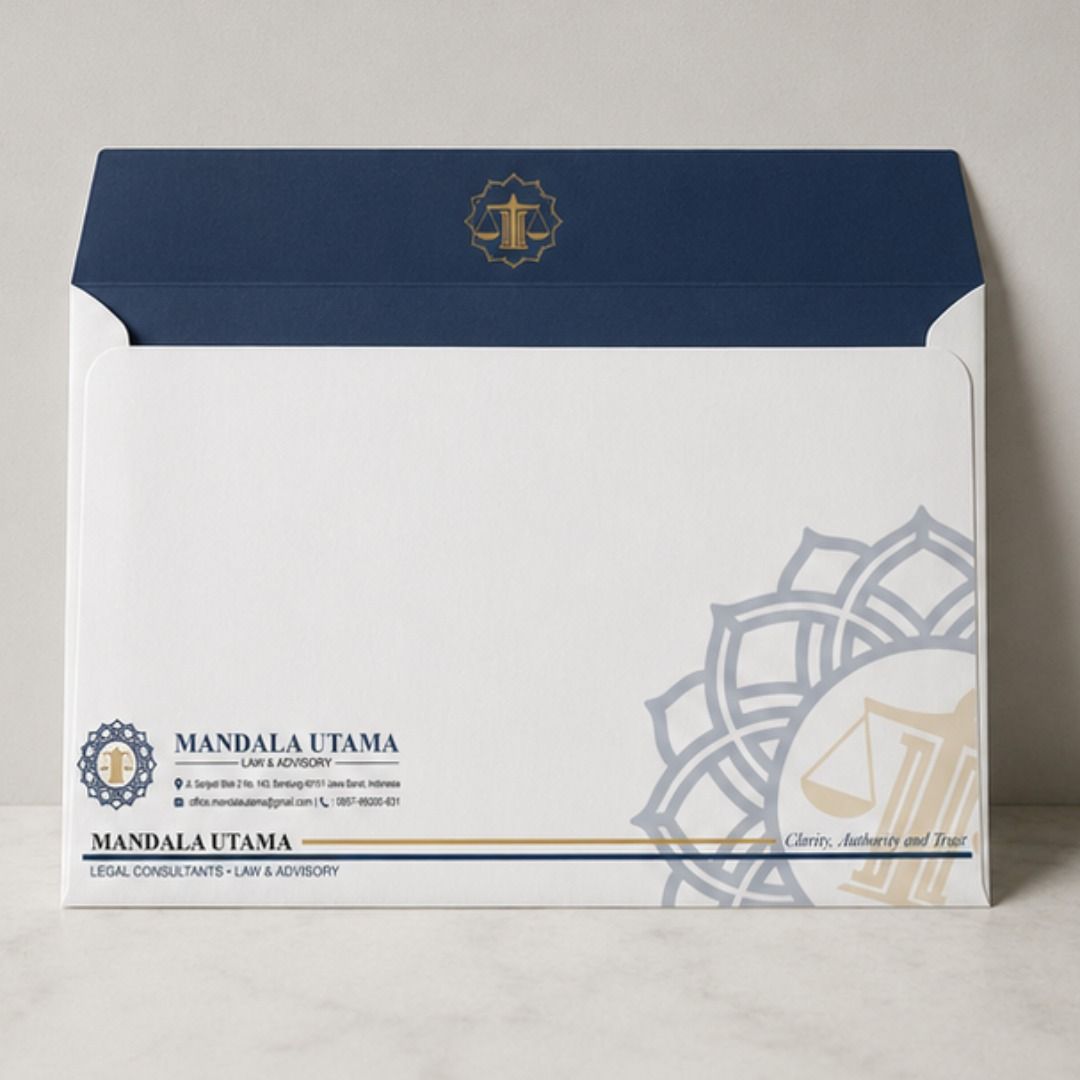 Desain Amplop Folio Mandala Utama Law & Advisory — Mockup
