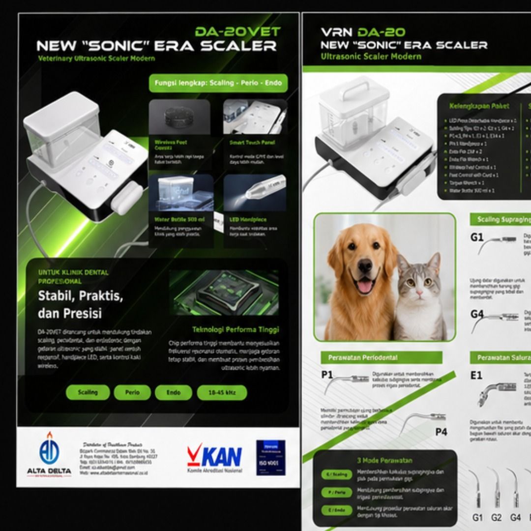 Desain Brosur Produk Alat Dental Veteriner DA-20 VET — Desain 2D